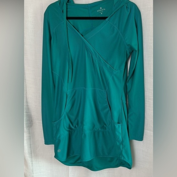 Athleta hoodie dress, turquoise ,med ,lightweight ,athleisure - Picture 11 of 11